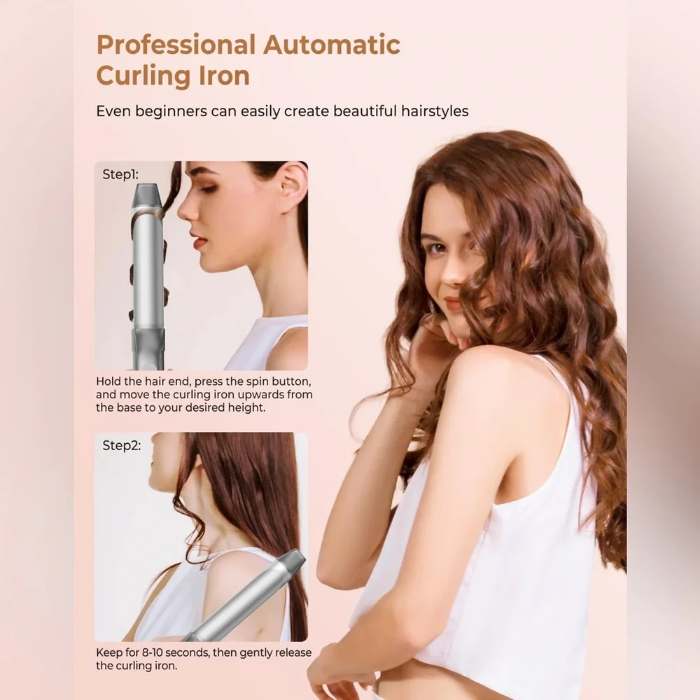 Self Curling Hair Curler, Automatic Curling Iron, 5 Heat Settings Curling Wand